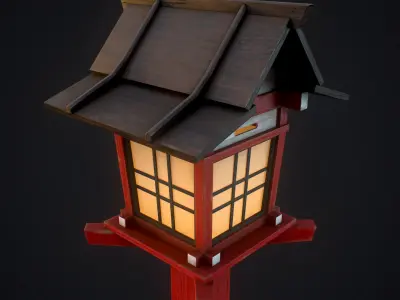Japanese Lamp PBR Low-poly 3D model