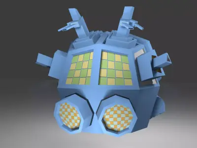 Outer-Space Sci-Fi Bug Helmet Low-poly 3D model