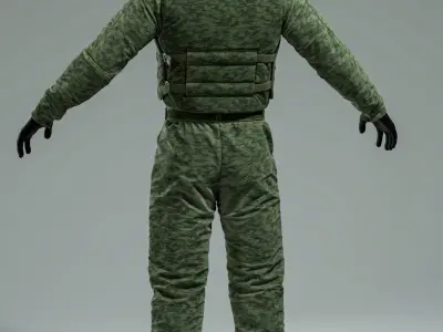 Military uniform Low-poly 3D model