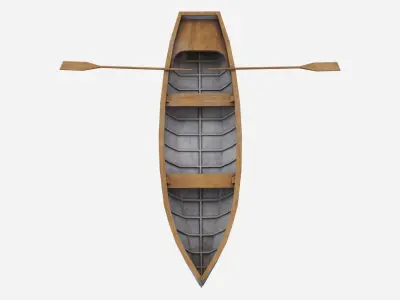 Rowboat wooden canoe Low-poly 3D model