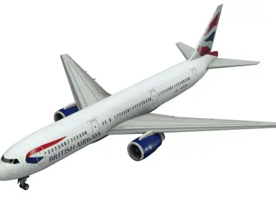 Lowpoly B767-300 3D Model british airways boeing Low-poly 3D model