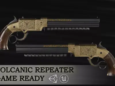 Volcanic Repeater - Engraved - Lever Action Pistol Low-poly 3D model