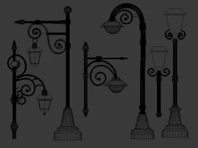 Historic Oakland Iron Street Light pole 3D model