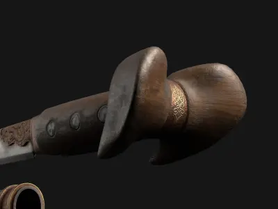 Yatagan Sword 17th Century Turkish Ottoman Scimitar Low-poly 3D model