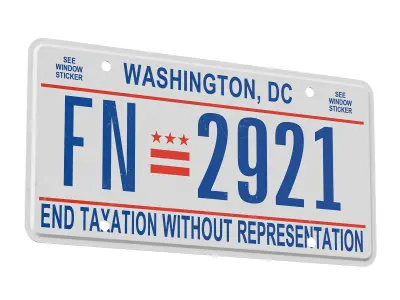 Washington DC License Plate 3D model