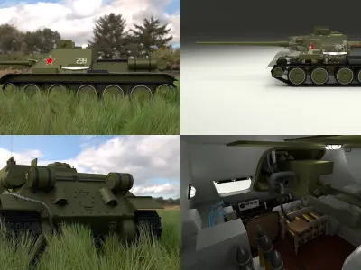 SU 100 Interior Engine Bay Full HDRI 3D model