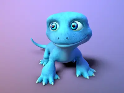 cartoon lizard Low-poly 3D model