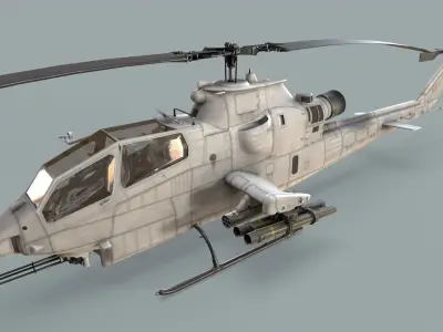 Bell AH-1S Cobra Blank Basic Animation Low-poly 3D model