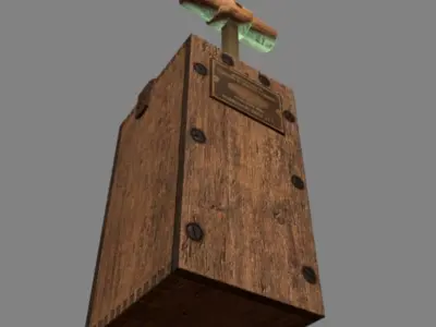 Detonator wooden box with light Low-poly 3D model
