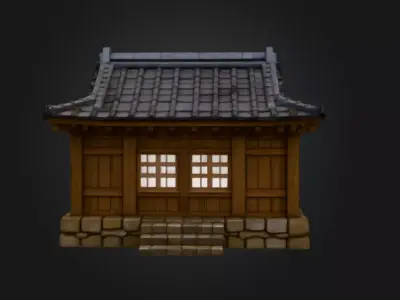 Traditional Wooden Hanok House Low-poly 3D model