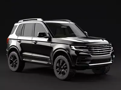 Realistic Black SUV 3D Model Low-poly 3D model