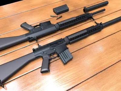 SR-25 rifle Low-poly 3D model