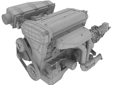 Toyota 4AGE Blacktop 20v engine Low-poly 3D model