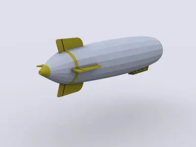 zeppelin airship flying in sky Low-poly 3D model