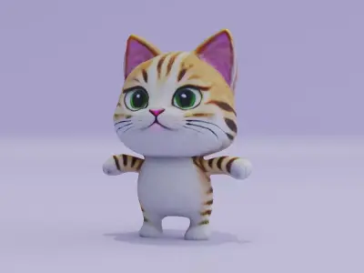Cat Cute T-pose Free low-poly 3D model