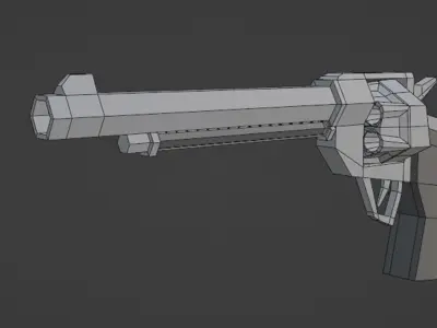 Low-poly gun revolver Free low-poly 3D model