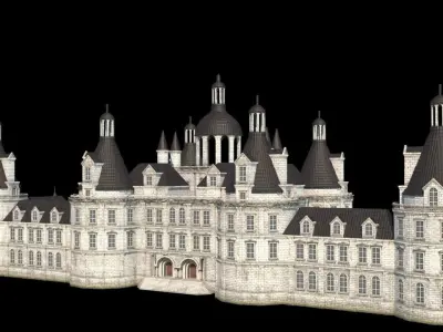 Low Poly Chateau-Castle - Inspired by Chateau de Chambord - PBR Low-poly 3D model