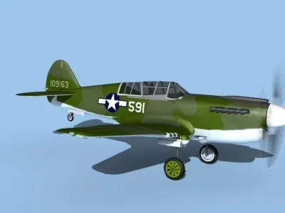 Curtiss P-40N Warhawk V06 USAAF 3D model
