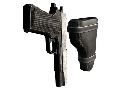 Leg Holster With Gun Low-poly 3D model