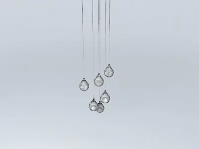 Hanging different height ball lamp Free 3D model