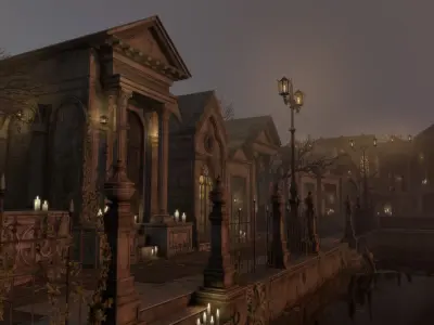 Gothic town Cemetery pack 3D model