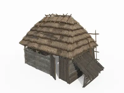 Medieval thatched cottage storage room 3D model