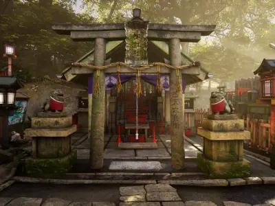 4K Japanese Kyoto Shrine - Fushimi Inari Taisha - Mitsurugisha Low-poly 3D model
