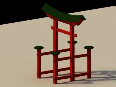 Low Poly Japanese Torii 2 Low-poly 3D model