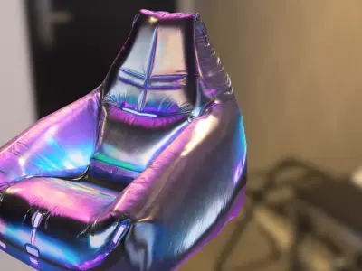 Holographic Gaming Bean Bag Chair Low-poly 3D model