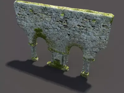 English Castle Ruin 4 Low-poly 3D model