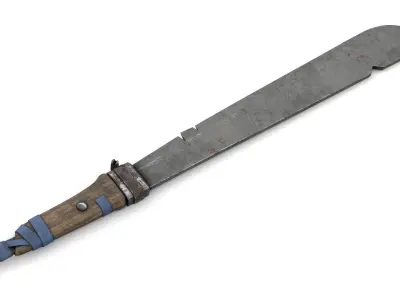 Old Machete with Broken Handle Low-poly 3D model