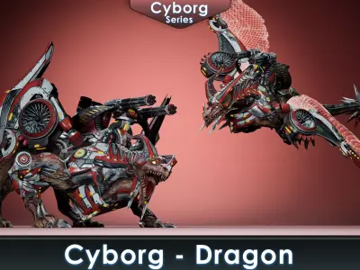 Cyborg Dragon Low-poly 3D model