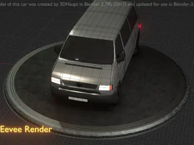 City Car 70 Commercial Minibus Type-C Silver Low-poly 3D model