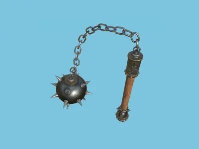 Medieval Flail 02 Steel - Character Fantasy Weaponry Low-poly 3D model
