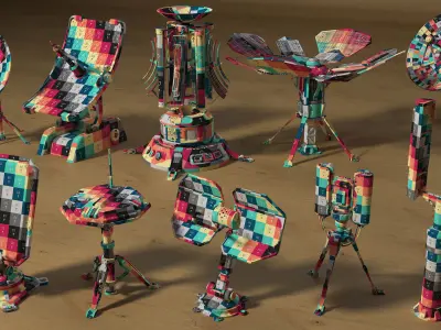 Antenas Collection - 10 pieces Low-poly 3D model