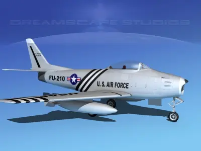 North American F-86 Sabre Jet V03 USAF 3D model