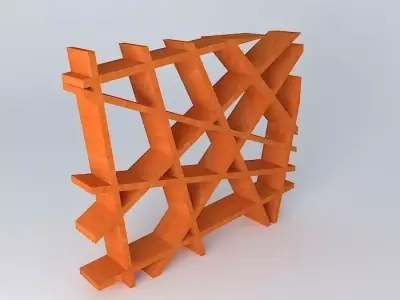 Bookshelves book shelf made of orange wood Free 3D model