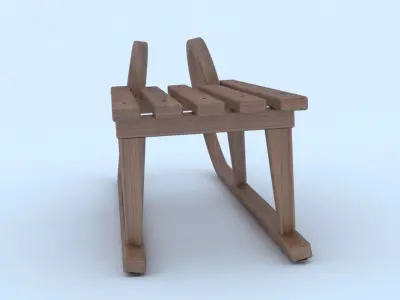 Sled 3d model wooden 3D model