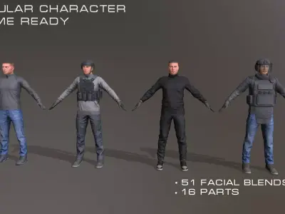 Modular Urban Soldier Low-poly 3D model