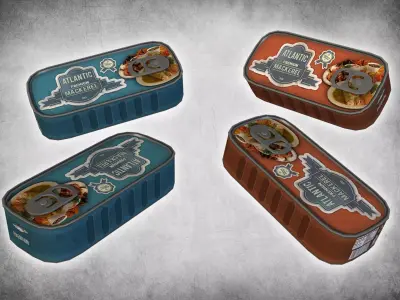 Canned Mackerel Low-poly 3D model