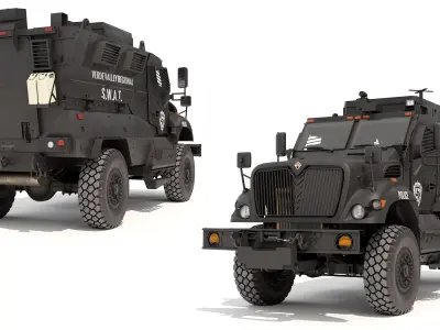 Armored Police Rescue Vehicle Black Rigged for Maya 3D model purchase