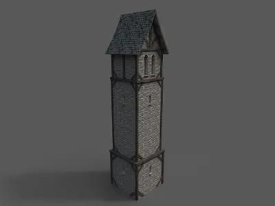 Medieval Belltower Low-poly 3D model