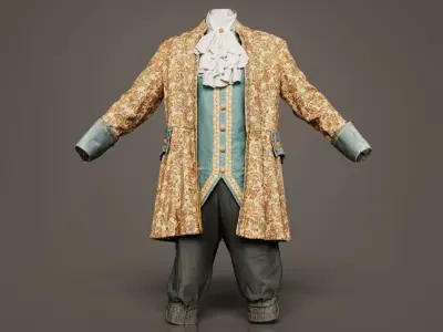 Flower Decorated Historic Costume Low-poly 3D model