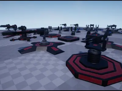 Sci-Fi Kingdom - Modular Turrets Low-poly 3D model