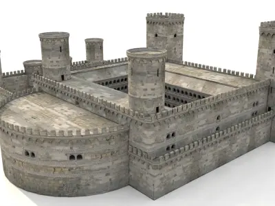 Castle medieval Low-poly 3D model
