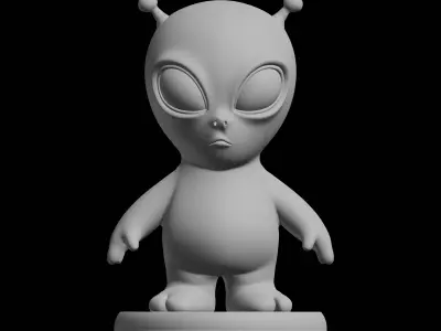 Cute Grey Alien Figure Sci Fi Character 3D print model