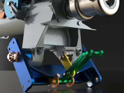 P-51D Mustang TW OLEO Pulley and Base Mount Assem for Shock Cyl 3D print model