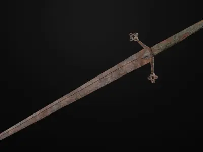 Claymore medieval sword with multiple texture variations Low-poly 3D model