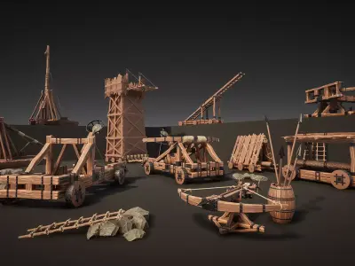 Siege Weapons Pack Low-poly 3D model