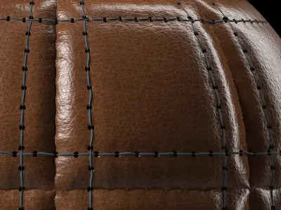 Leather Materials 2- Stitched leather Pbr 4k Seamless Low-poly 3D model